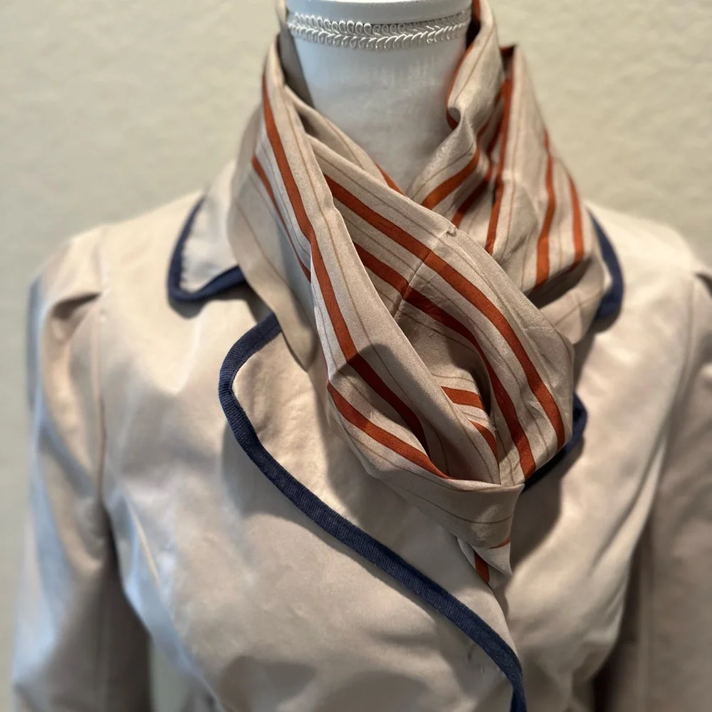 Dior Tan and Orange Striped Scarf Wrap